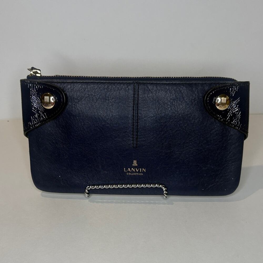 Lanvin blue long wallet leather and patent leather
